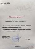Почетная грамота "За весомый и стабильный вклад в развитие ипотечного страхования Челябинского филиала Росгосстрах" 2023